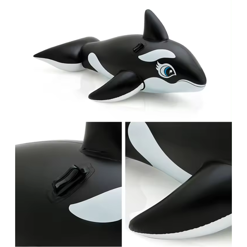 Black Whale Knight Inflatable Water Rider (193cm x 119cm) – Durable & Fun Pool Float for Kids & Adults