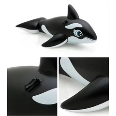 Black Whale Knight Inflatable Water Rider (193cm x 119cm) – Durable & Fun Pool Float for Kids & Adults