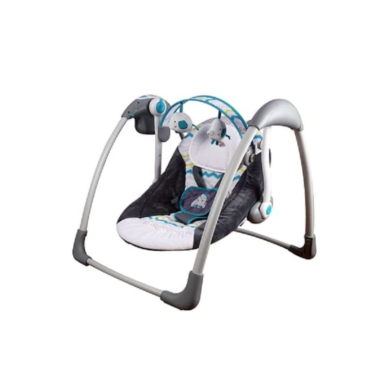 Deluxe Portable Baby Swing – 5-Speed, Safety Harness, Toy Bar & Comfort
