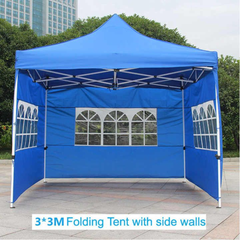 3x3m Blue Gazebo Tent with Side Walls – Waterproof Outdoor Canopy for Parties, Markets & Events
