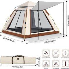 Camping Tent Pop Up – Waterproof 2/3/4 Person Instant Setup Outdoor Family Tent