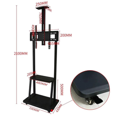 Mobile Floor TV Mount Stand Trolley Cart – Adjustable 32-70" with 2 Shelves & Wheels