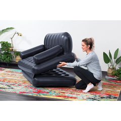2-in-1 Inflatable Air Sofa Bed – Convertible Lounger & Mattress, Heavy-Duty, Black