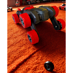 🏎️ Rolling Inertia Stunt Car – 6-Wheel Design, Double-Sided Action, Unbreakable Body (Red & Black)