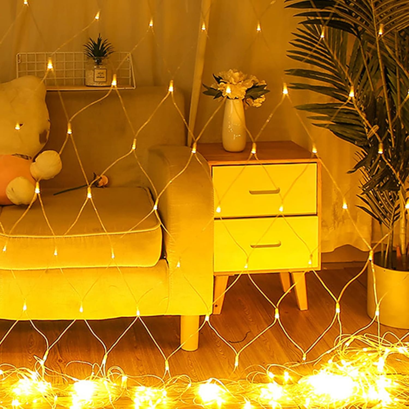 Outdoor Solar Christmas Net Lights – Waterproof LED Fairy Mesh Lights with Remote, 8 Modes, Warm White, 3m x 2m, 192 LEDs – Garden, Patio, Party & Wedding Decor