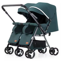 New Design Twin Baby Stroller – Easy Fold, 4-Wheel Suspension, Reclining Seats | Durable & Safe
