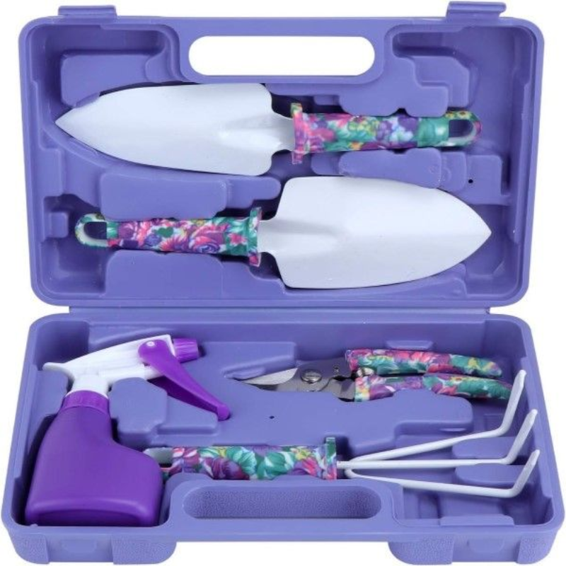 5-Piece Durable Stainless Steel Garden Tool Set with Storage Case – Rust-Resistant Hand Tools for Digging, Weeding, Planting