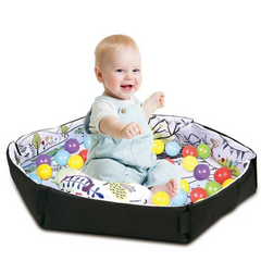 Foldable Hexagonal Activity Gym & Ball Pit - Plush Baby Play Mat with Musical Features