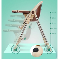 Portable Foldable Baby Feeding High Chair – Brown
