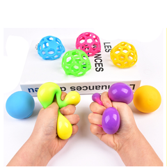 🌈 Squish Stretch Mesh Balls – 12PCS Sensory Stress Relief Toy Set for Kids & Adults