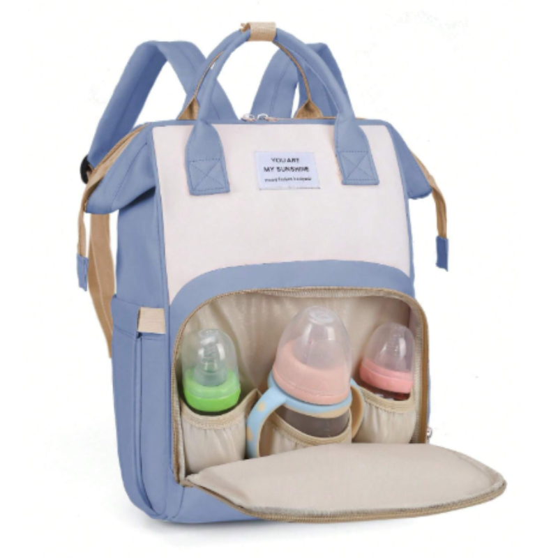 Upgraded Oxford Fabric Diaper Bag – Waterproof, Lightweight & Large Capacity with Insulated Bottle Holders