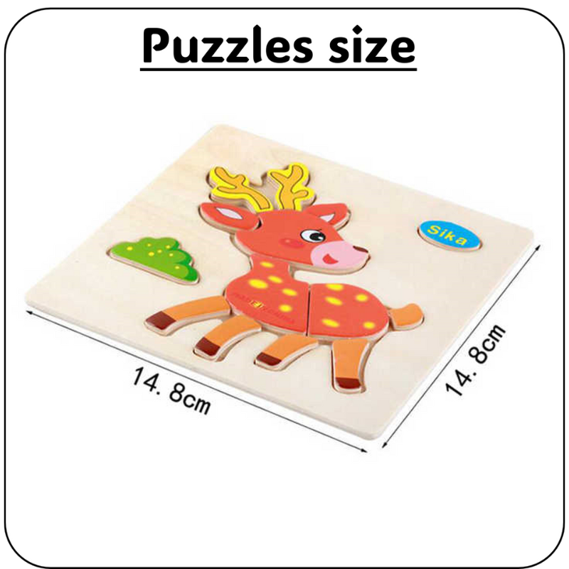 Educational Wooden Puzzles for Toddlers – 16-Piece Animal Learning Toy Set