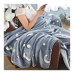 Magic Glow in The Dark Blanket Throw with Star Sky Objects