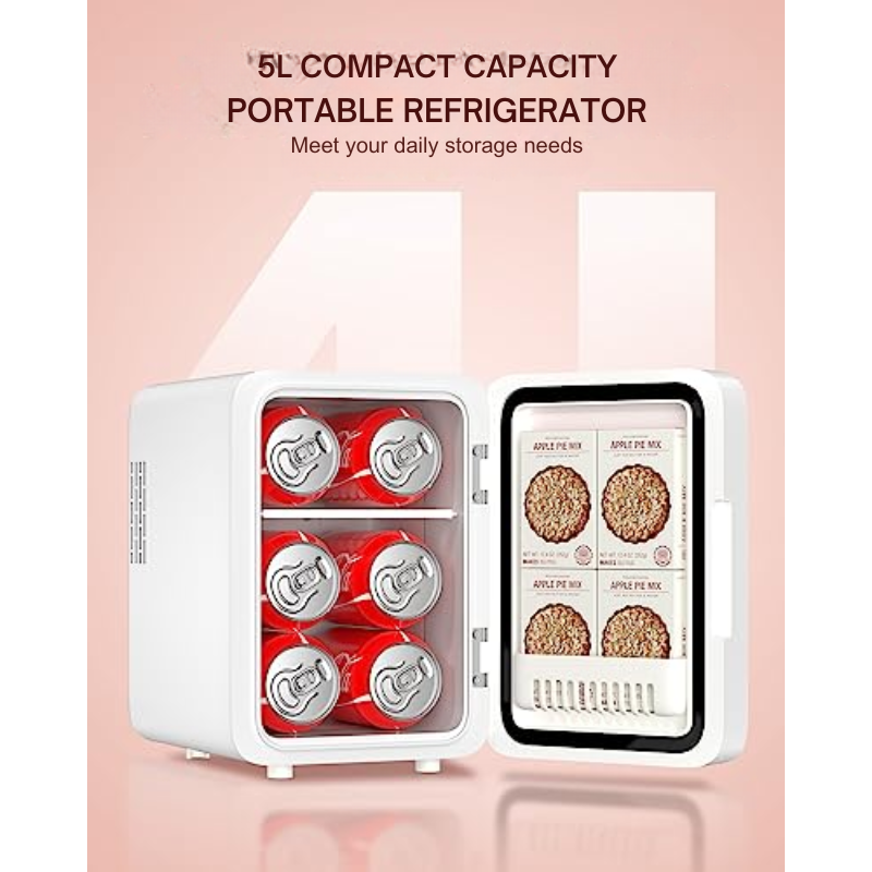 5L Skincare Mini Fridge with LED Mirror – Portable Cooler & Warmer for Cosmetics, Bedroom, Car & Office