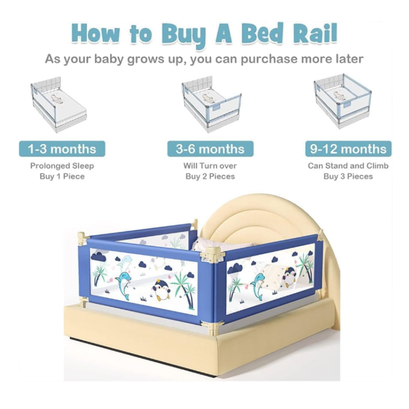 Collapsible Baby Side Bed Rail Guard for Kids - Universal Compatibility, Premium Safety & Easy Swing-Down Access