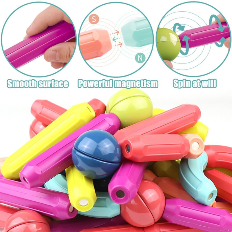 64-Piece Magnetic Sticks & Balls Educational Toy – STEM Learning Game for Kids