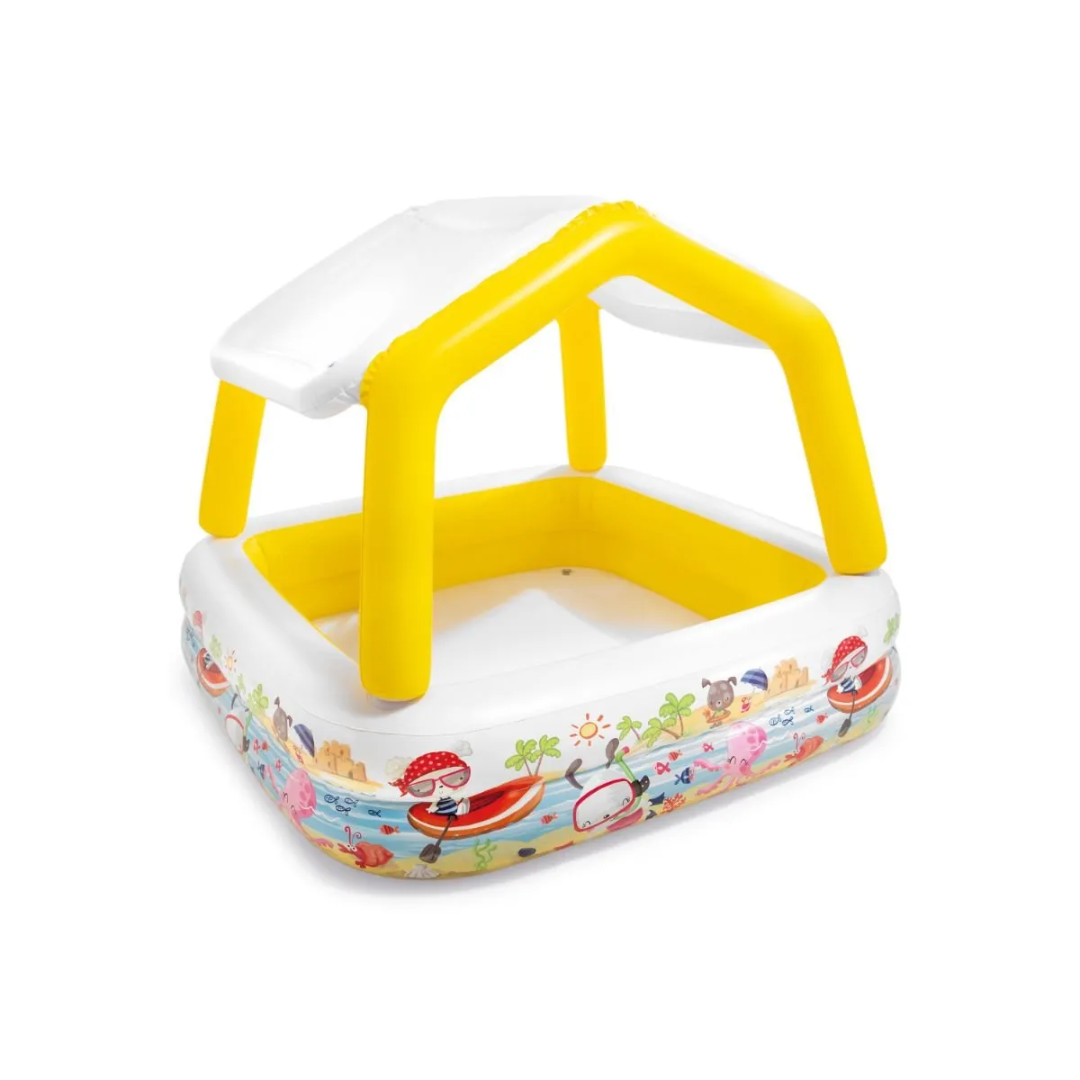 Kids Activity Pool House with Sunshade – Inflatable Play Pool for Outdoor Summer Fun