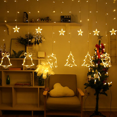 Christmas Curtain String Lights – 138 LED Warm White Window Fairy Lights with Remote & 8 Modes