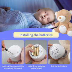 Teddy Bear Baby Soother - White Noise Machine, Star Projector & Lullaby Plush Toy