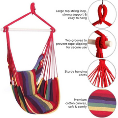 Hammock Hanging Rope Chair with 2 Pillows – Indoor & Outdoor Swing Seat for Ultimate Comfort
