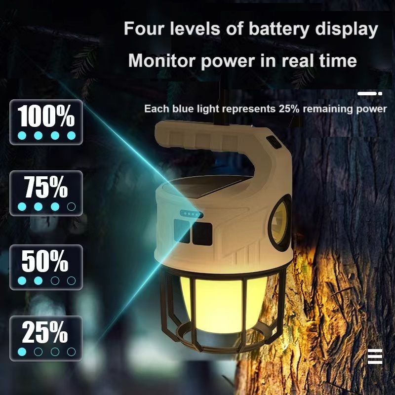 Outdoor Camping Multi-function Lantern – Solar & Type-C Rechargeable