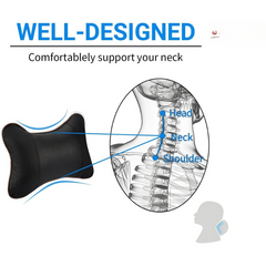 Faux Leather Universal Car Neck Rest Headrest Pillow – Soft Cushion for Cervical Pain Relief & Support – Adjustable Strap for Car, Office Chair & Travel (Pack of 2)