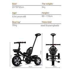 Toddler Tricycle with Detachable Parent Handle – Safe & Adjustable Ride