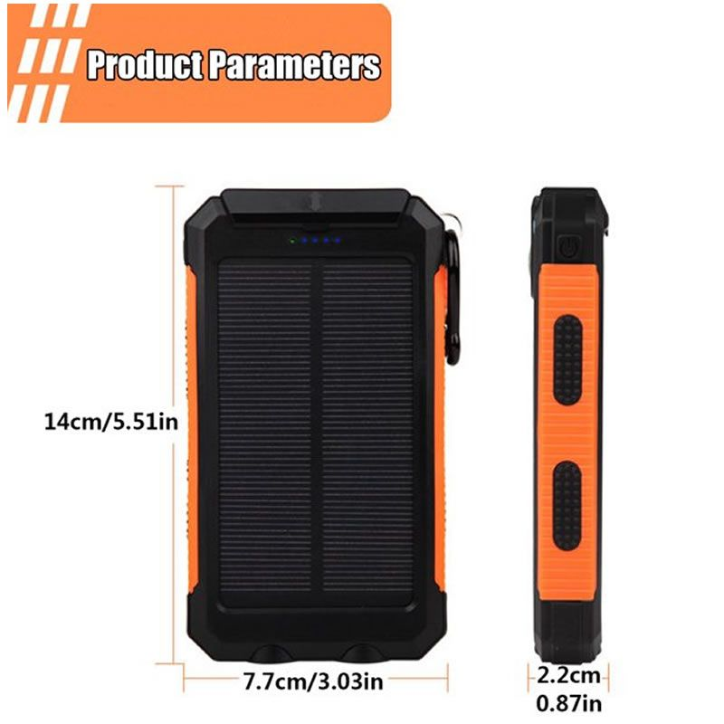 20000mAh Solar Power Bank with Dual USB, LED Flashlight & Compass – Portable Charger for Outdoors & Emergencies