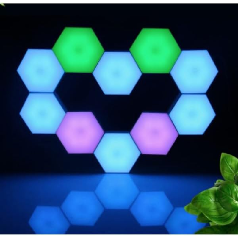RGB LED Hexagonal Light Set (3 Pcs) – Remote Control, Multicolor, Indoor/Outdoor Use