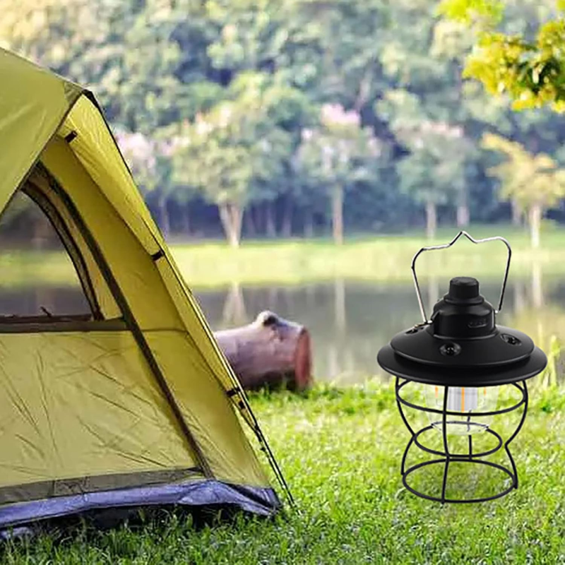 Vintage Camping Lantern – Retro USB Rechargeable Hanging Light with Adjustable Brightness