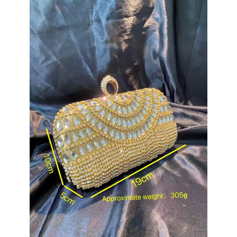Glamorous Crystal Evening Clutch Bag – Luxury Rhinestone Purse with Tassel Fringe