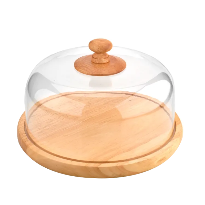 Reusable Round Cake Cheese Box with Bamboo Base & Acrylic Dome – 25cm & 30cm