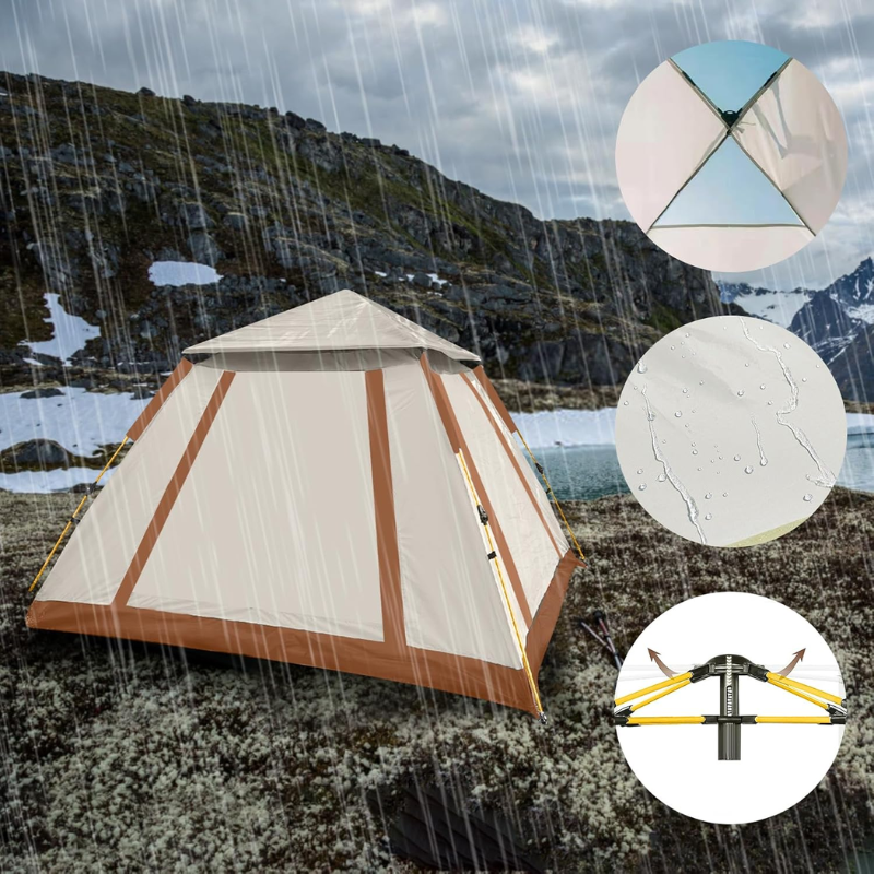Camping Tent Pop Up – Waterproof 2/3/4 Person Instant Setup Outdoor Family Tent