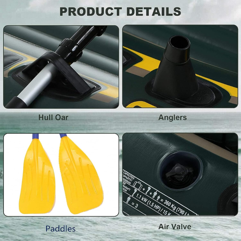 Durable 3-Person Inflatable Rubber Boat – Wear-Resistant Kayak for Fishing & Water Sports