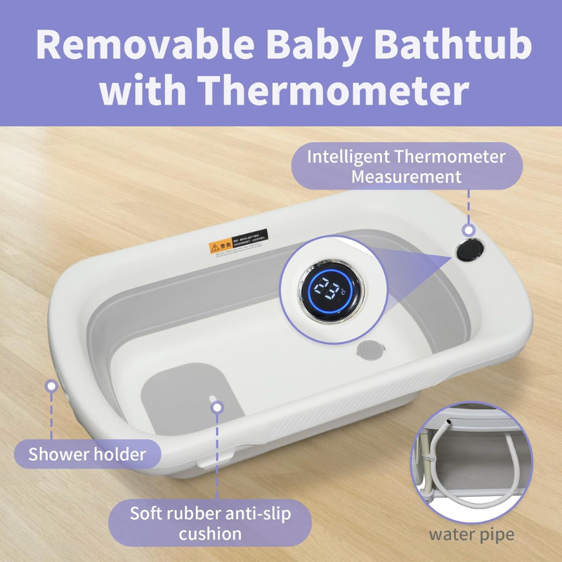 2-in-1 Baby Bathtub & Changing Table – Portable Diaper Changing Station with Storage & Adjustable Height