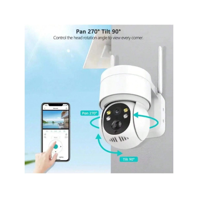 Wireless 5MP Solar Security Camera with Night Vision, Motion Detection & 8GB SD Card – IP66 Waterproof Surveillance System