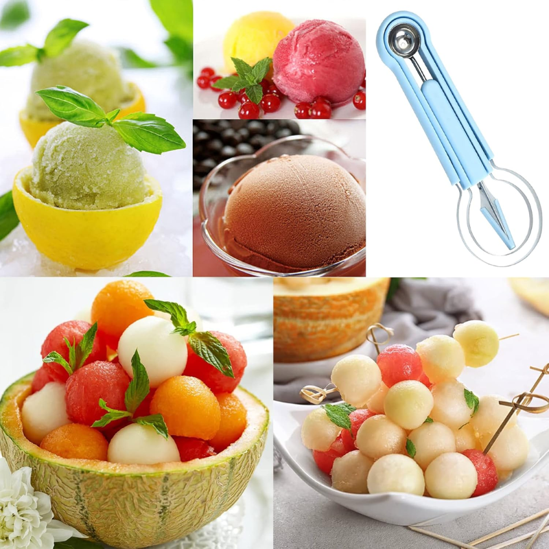 4-in-1 Fruit Carving Tool Set YD451475 – Double-Headed Melon Baller, Scooper & Garnish Knife for Fruit & Vegetable Prep