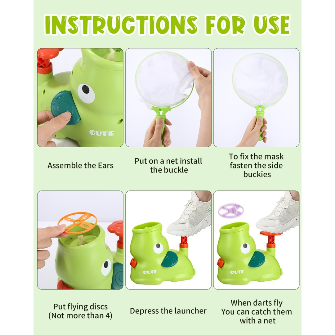 Cute Animal Air Launcher Toy Set for Kids – Bubble Flyer Game with Safety Shields & Catch Nets