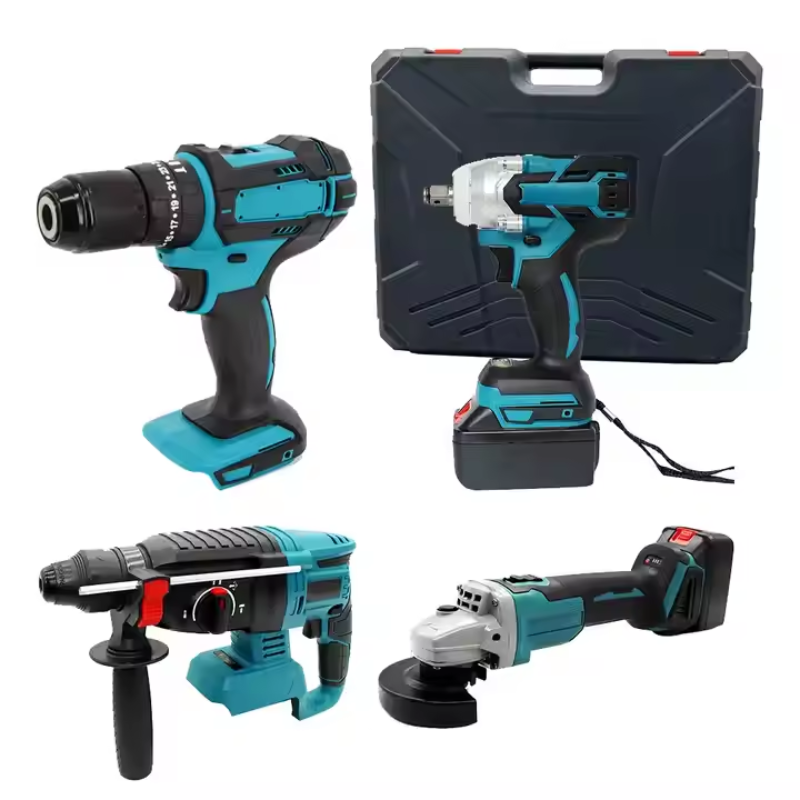 21V Cordless Power Tools Combo Kit - Brushless Hammer Drill, Wrench, Angle Grinder & Cutting Tool Set - 3Pcs, 4Pcs, 5Pcs with Hard Case