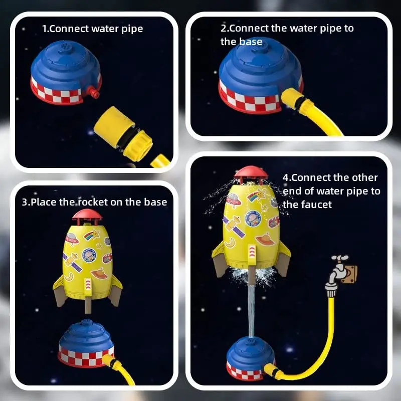 Water Rocket Sprinkler – Fun Rotating Water Play for Kids (No Batteries Required)