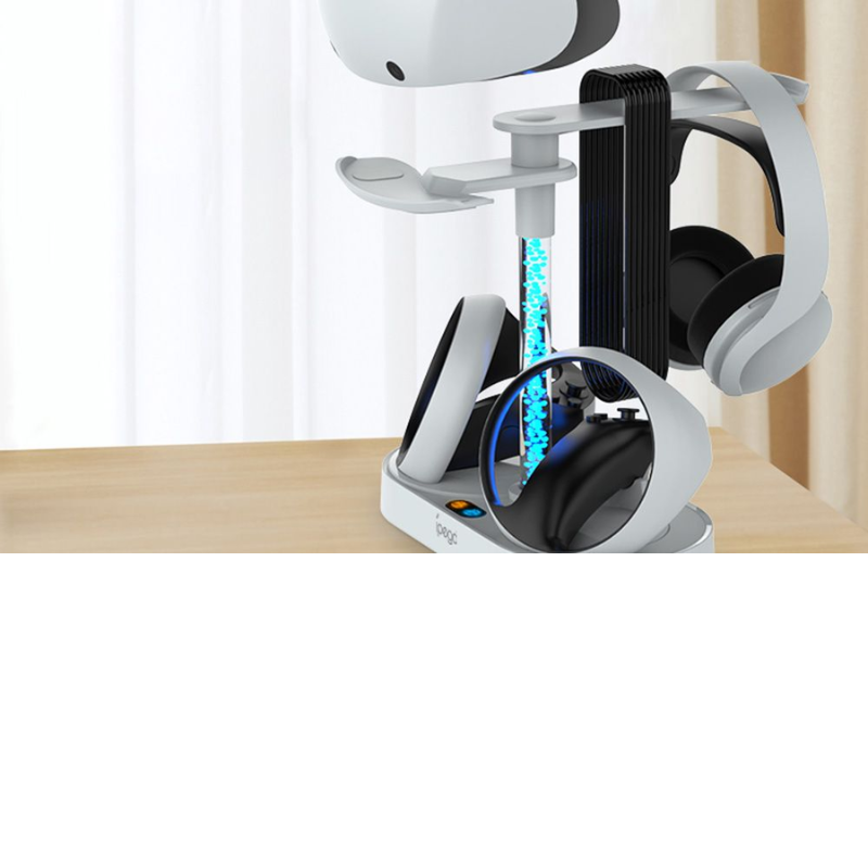 4-in-1 PS VR2 Stand with Dual Controller Charger, RGB Lights & Headset Holder – PG-P5V001