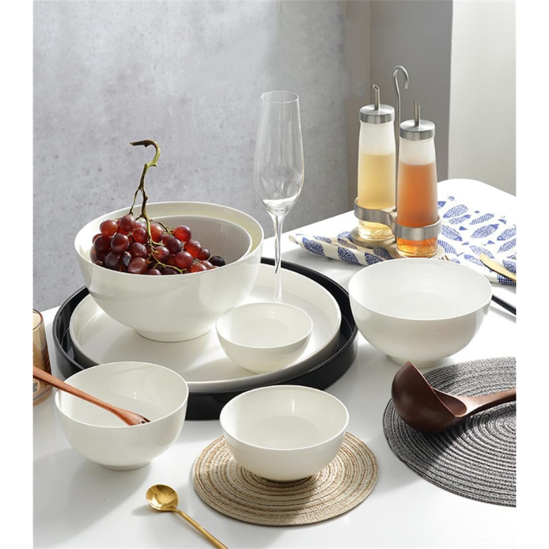 4.5-Inch White Stoneware Rice Bowl – 24oz Durable Ceramic Bowl for Cereal, Soup, Pasta & More (YD447928)
