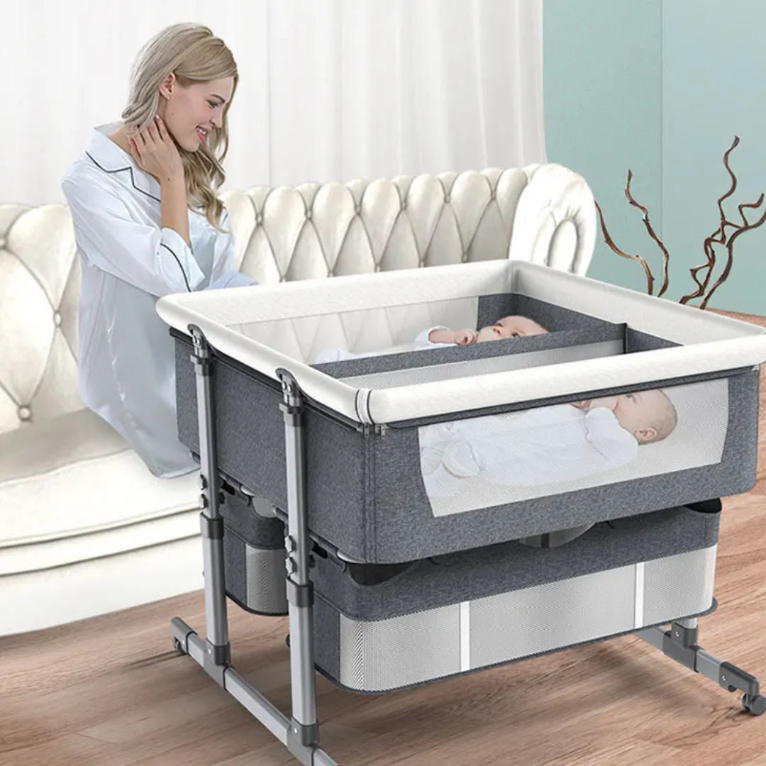 Foldable Twin Bedside Baby Cot – 4-in-1 Convertible, Portable & Adjustable Baby Crib