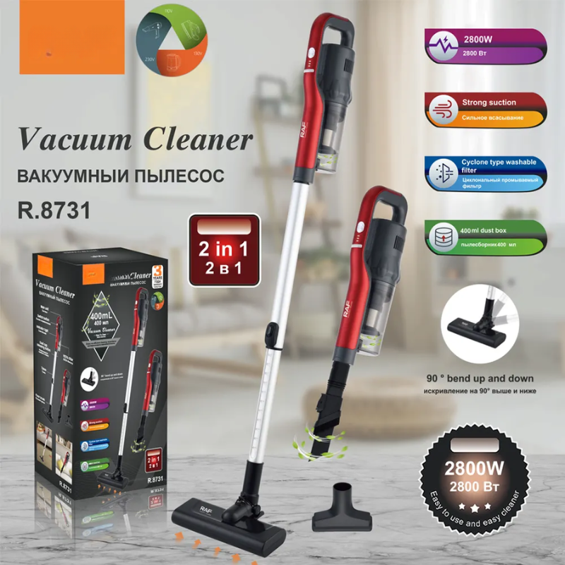 2-in-1 Cordless Handheld Vacuum Cleaner – Powerful 2800W, 90-Minute Runtime