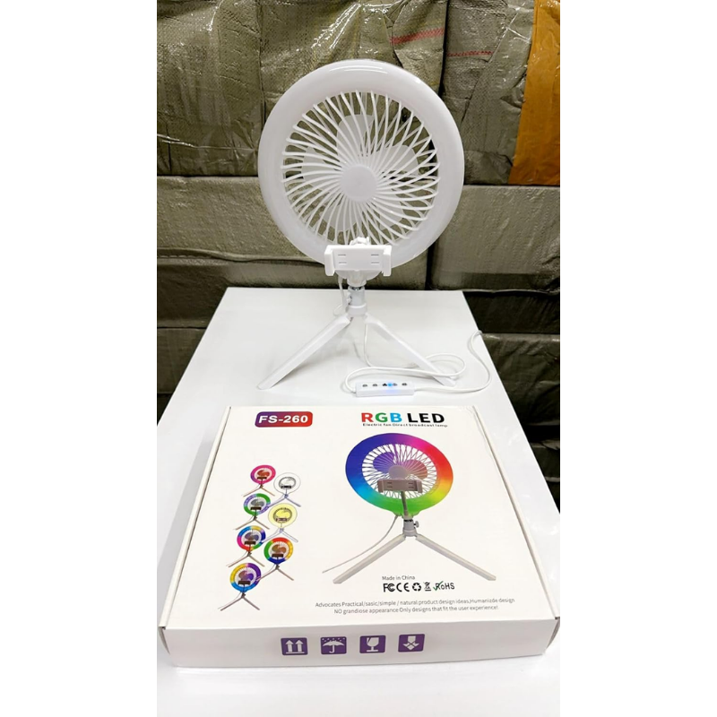 10-Inch RGB Ring Light with Cooling Fan & Tripod – Adjustable 3000K-7000K Makeup Studio LED Lamp with Remote | Foldable & Portable Design