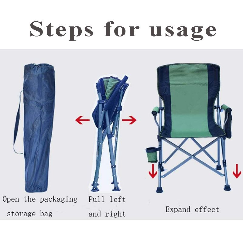 Premium Outdoor Camping Chair - Foldable, Ultralight, with Padded Armrests & Cup Holder