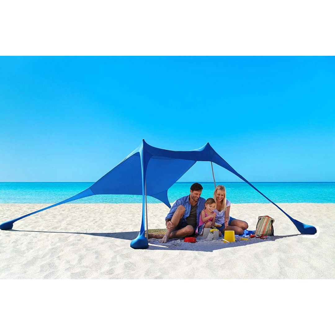 Portable Windproof Beach & Camping Canopy Tent – 5–6 Person Sun Shelter (3m x 3m)
