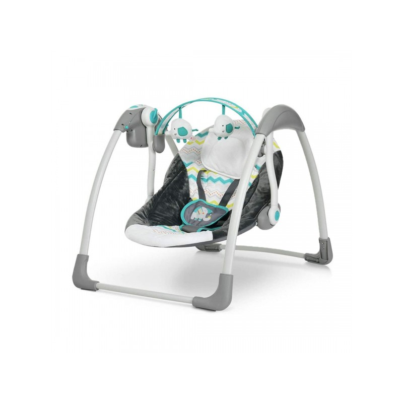 Deluxe Portable Baby Swing – 5-Speed, Safety Harness, Toy Bar & Comfort