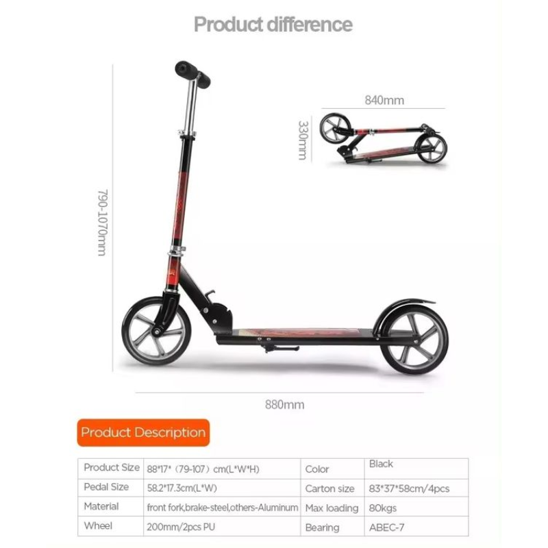 Folding Aluminum Adult Kick Scooter – Big Wheels, Lightweight & Portable