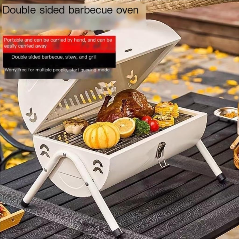 Portable Foldable BBQ Braai Grill – Compact Charcoal Barbecue for Picnics, Camping & Patios (35x27 cm)